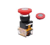 10pcs LA38-11ZS Self-Locking 10A 380V 22mm Head Power Control Mushroom Push Button Switch 1NO1NC Brass Contact-STOP Controls Switches