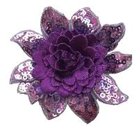 10Pcs Lace Applique Sequins Embroidery 3D Flowers Sew-On Patches DIY Wedding Dress Clothes Decor Sewing Supplies 8CM(N061 purple)
