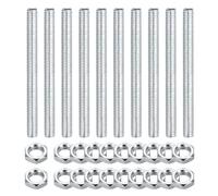 10Pcs M8x1.25 Filettatura Grossa 3.5\" Kit Raccordo Lampada con Dadi, Zn Bianco