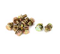 10pcs M8x16mm 8.8 Grade Yellow Zinc Plated Hex Head Bolt w Washer
