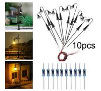 10pcs Model Railway Ho Scala Oo 1:100 Lampade Caldo Bianco LED Street Light