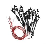 10Pcs Modello Ferroviario Luci Stradali OO Scala 1:75 3V LED Lampioni con Cablaggio per Modello Treno Paesaggio Patio Giardino Paesaggio FAI DA TE Layout Accessori, Plastica, Altezza 110mm