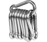 10pcs Moschettoni in Acciaio inox 304 Moschettone Acciaio Inox 50mm x 5mm con chiusura a scatto di alta qualità Moschettone Multifunzione per Portachiavi, Campeggio, Pesca ed Escursionismo