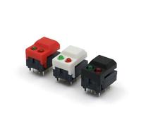 10Pcs PB86-A2 Red and Green LED 8Pin Momentary PCB SPDT Square Push Button Tact Switch AUOQKQUT(10Pcs Black)