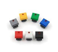 10Pcs PB86-B1 Large Cap Red LED 6Pin Momentary SPDT Square Push Button Switch For Stage Control Equipment NWPNLXEA(10Pcs Black)
