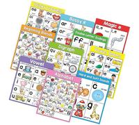10Pcs Phonics Apprendimento Poster Lingua Insegnamento Grafico di Arte Per Il Bambino Del Bambino In Età Prescolare Asilo Decorazione Dell'aula Doppio Lato Flashcard