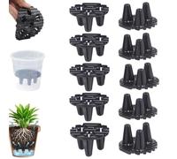 10PCS Plastic Plant Pot Riser Pads, Round Planter Risers,Black Round Plant Flower Pot Holder Plastic Plants Riser with Drainage Inserts,Breathable Plastical Planter Bottom Discs For Bonsai (6cm)