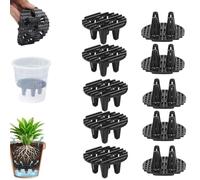 10PCS Plastic Plant Pot Riser Pads, Round Planter Risers,Black Round Plant Flower Pot Holder Plastic Plants Riser with Drainage Inserts,Breathable Plastical Planter Bottom Discs For Bonsai (8cm)