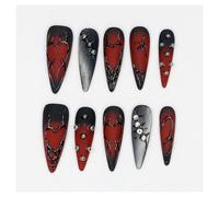 10Pcs Press On Nails Handpainted Y2K 3D Metallic Crystal Stiletto Holiday(Light Yellow)