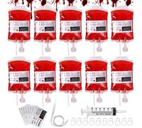 10Pcs Sacchetti di Sangue, Halloween Gadget, Sacchetti per Bevande, Cosplay, Sangue Finto Halloween, Cose per Halloween, Oggetti di Scena con Siringa per Halloween, Cosplay, Vampiro, Zombie, Feste