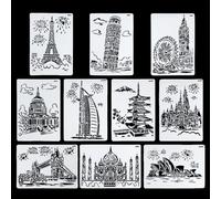 10pcs Serie di edifici di pittura di disegno interessante