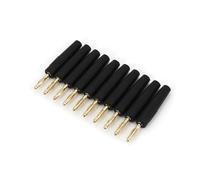10Pcs Small Size 2mm Brass Gold Plated Male Plug Wire Solder Type Connector AUOQKQUT(Black)