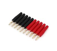 10Pcs Small Size 2mm Brass Gold Plated Male Plug Wire Solder Type Connector CZAOINCU(Red and Black)
