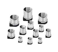 10Pcs SMD Aluminum Electrolytic Capacitor 6.3V 10V 16V 25V 35V 50V 100V 0.47UF 1UF 10UF 22UF 68UF 100UF 220UF 470UF 1000UF EKFBQBGW(25V22UF 5x5.4MM)