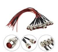 10Pcs Spia LED Rossa 8mm 12V Luci Indicatore Per Cruscotto Auto Truck Barca