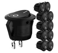 10Pcs SPST Snap-in Toggle Switch ON Off 2 Pin Round Rocker Boat On/off Switch AC 3A 250V 6A 125V for Car Auto Boat Switches
