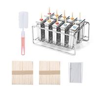 10PCS Stainless Steel Popsicle Forms | Leakproof Ice Cream Forms with Sealed Handles | DIY Popsicle Maker for Youngsters/Parties | Includes Holder Base & Wood Sticks