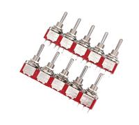 10Pcs T8014A Standard Lever 3Pin Momentary MOM-OFF-MOM Self-Return 3-Position SPDT Mini Toggle Switch