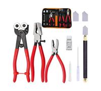 10PCS Taglio Vetro W/Olio Feed Cutter Breaking Pinze & Custodia Durabilità per Progetti Macchiati PU+Metallo Strumento Combinazione
