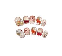 10PCS Unghie press on blu nude aurora farfalla, corte rotonde | Tips unghie finte ABS lucide con effetto occhio di gatto per feste e nail art estiva(Style 2 S)