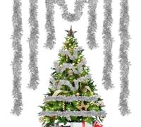 10Pezzi Ghirlanda Albero di Natale,Natale Tinsel Ghirlanda,Tinsel Festone Natalizio,per Festa del Giardino,Natale,Vacanza,Casa Interni ed Esterni Fai da Te (Argento)