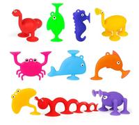 10Pezzi Giochi Bagnetto Neonato, Giocattolo a Ventosa in Silicone per Animali, Giocattoli Sensoriali Montessori per Bambini di 3 Anni, Giocattoli con Freccette Pop Sucker, Regali per Ragazzi e Ragazze
