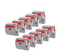 10pk M-K231 MK-231 Tappeti di etichetta compatibile per MK231 MK 131 MK-631 Works con PT-70 PT-80 PT-90 Maker etichetta(10PK-Black on Red)