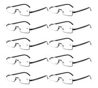 10PK Uomo Mezza Montatura Metallo Occhiali da Lettura Blu Luce per Piccolo A