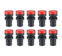 10pz AC/CC 12V Spie LED rosso filo montaggio pannello 7/8" 22mm