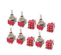 10pz AC250V/2A 120V/5A ON-OFF-ON aggancio DPDT Interruttore bilanciere rosso