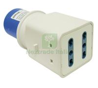 10PZ ADATTATORE INDUSTRIALE CEE SPINA INDUSTRIALE 2 PRESE BIPASSO 2P+T: