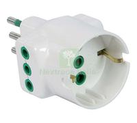 10PZ ADATTATORE TRIPLO 10A 10A+SCHUKO GARANTI BIANCO 2P+T: