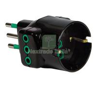 10PZ ADATTATORE TRIPLO 10A 10A+SCHUKO GARANTI NERO 2P+T: