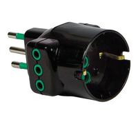 10PZ ADATTATORE TRIPLO 16A- 16A BIPASSO +SCHUKO GARANTI NERO 2P+T