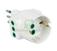 10PZ ADATTATORE TRIPLO 2P+T SCHUKO BIPASSO BIANCO "LINEA GARANTI" BIANCO 82670 :