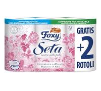 10PZ CARTA IGIENICA FOXY SETA DELICATA 2 VELI PROFUMATA AL TALCO MODELLO 4 PIÙ 2 ROTOLI 60