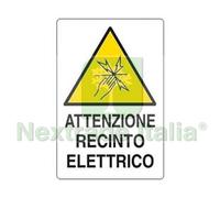 10PZ CARTELLO "ATTENZIONE RECINTO ELETTRICO" CM.20X30H. :