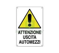 10PZ CARTELLO "ATTENZIONE USCITA AUTOMEZZI" CM.50X70H. :