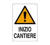 10PZ CARTELLO SEGNALETICO INIZIO CANTIERE cm. 40x60