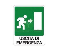 10PZ CARTELLO "USCITA DI EMERGENZA A DESTRA" CM.20X30H. :