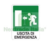 10PZ CARTELLO " USCITA DI EMERGENZA A SINISTRA" CM.20X30H. :