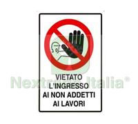 10PZ CARTELLO "VIETATO L'INGRESSO AI NON ADDETTI AI LAVORI" CM.20X30H.: