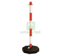 10PZ COLONNA SEGNALETICA BIANCOROSSA CATENA PLASTICA H 90 CM: