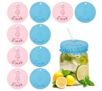 10pz Copribevande Scrunchies, Riutilizzabili Copribevande per la Protezione Dall'Alco con Foro per Cannuccia Copribevande Scrunchies per Ragazze Donne Bar Feste (Rosa, Azzurro)