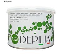 10pz DEPILIA cera depilatoria liposolubile 1.4 ALOE VERA vaso 400ml