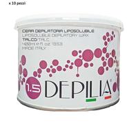 10pz DEPILIA cera depilatoria liposolubile 1.5 TALCO vaso 400ml