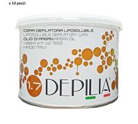 10pz DEPILIA cera depilatoria liposolubile 1.7 OLIO D'ARGAN vaso 400ml