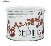 10pz DEPILIA cera depilatoria liposolubile 1.8 BURRO DI KARITE' vaso 400ml