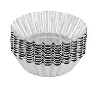 Estink 10pz di Stampi di Crostate di Uova Aluminum, 7cm Stampo per Torta Cupcake per Budini, Dessert, Gelato, Antiaderente e Riutilizzabili, Argento