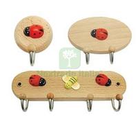 10PZ GANCIO COCCINELLA LEGNO 2 POSTI:
